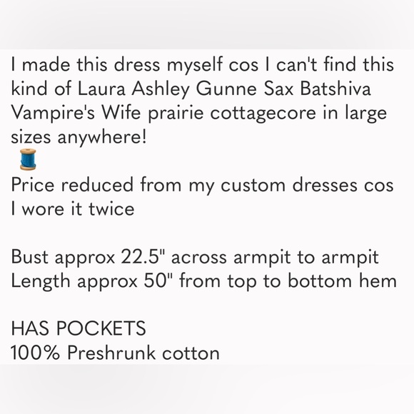 Toile print prairie maxi dress handmade! XXL - Picture 8 of 8